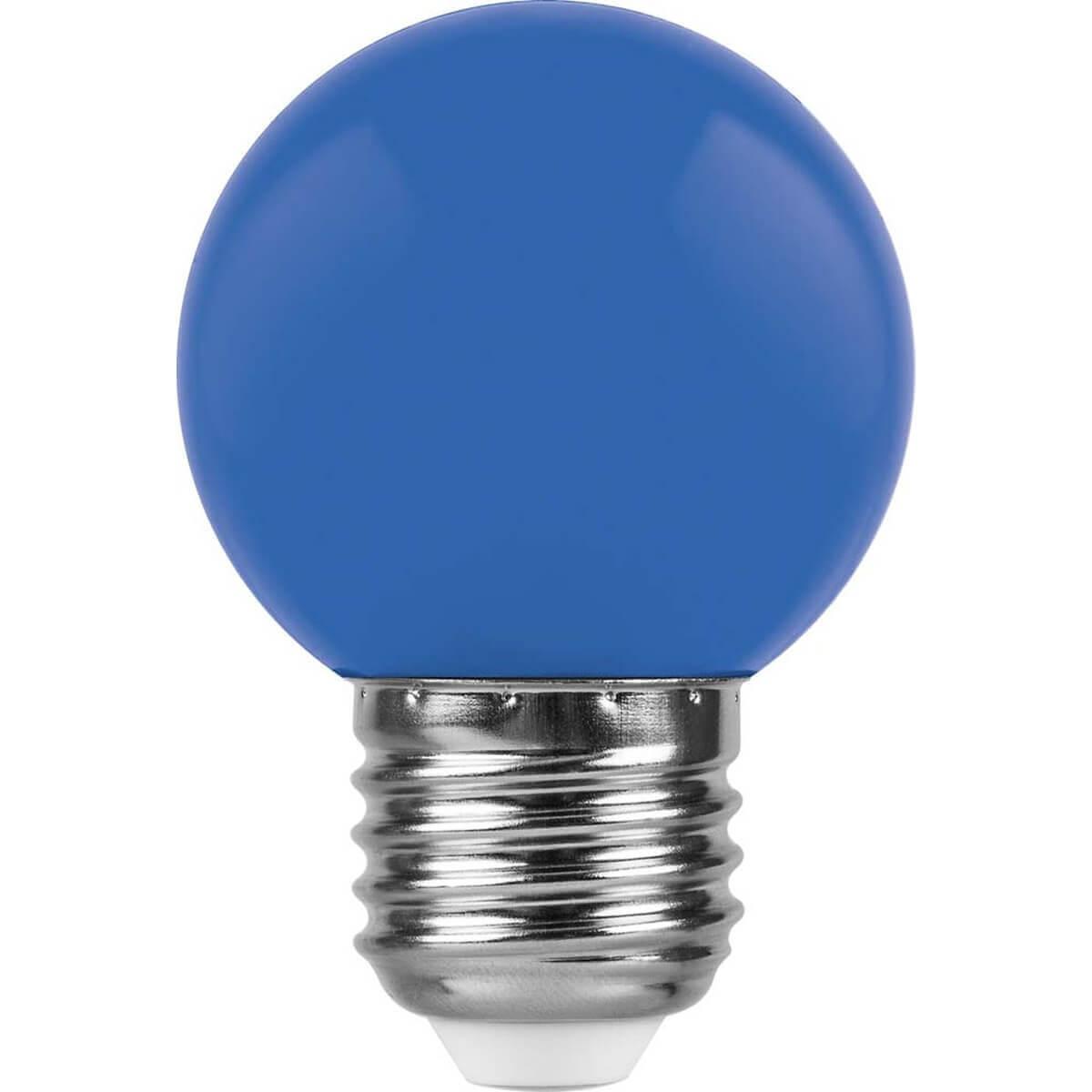 Лампа светодиодная Feron E27 1W синий Свеча Матовая LB-376 25925