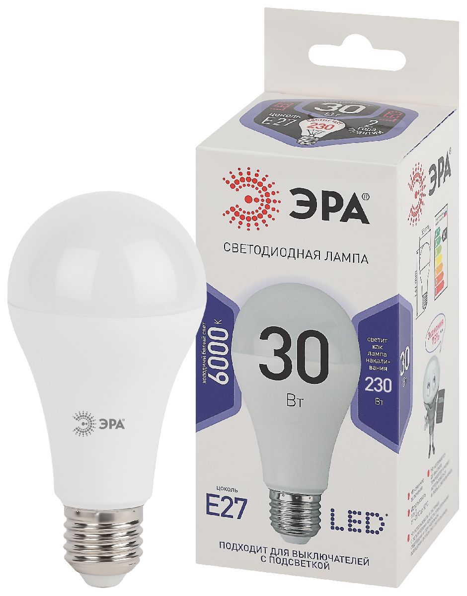 Лампа светодиодная Эра E27 30W 6000K LED A65-30W-860-E27 Б0048017