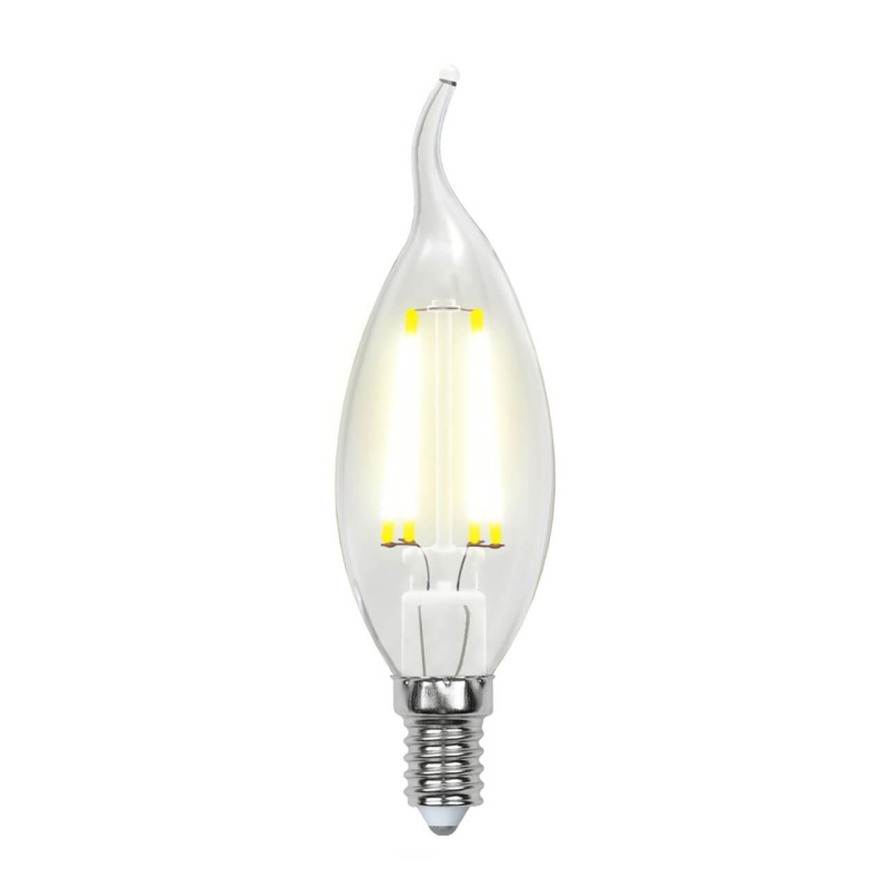 Лампа светодиодная филаментная (UL-00001374) Uniel E14 6W 4000K прозрачная LED-CW35-6W/NW/E14/CL PLS02WH