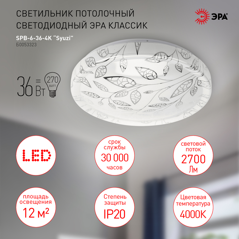 Потолочный светильник Эра SPB-6-36-4K Syuzi Б0053323