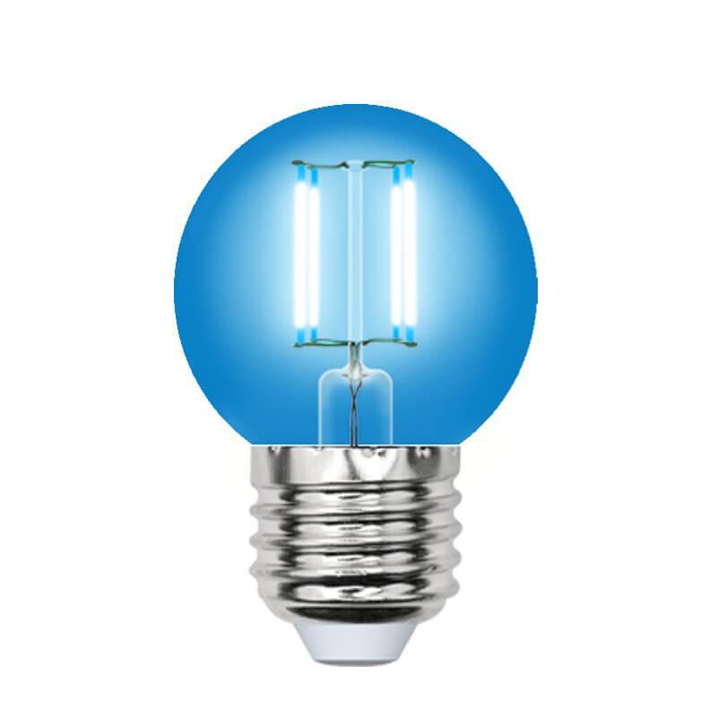Лампа светодиодная филаментная (UL-00002990) Uniel E27 5W синий LED-G45-5W/BLUE/E27 GLA02BL