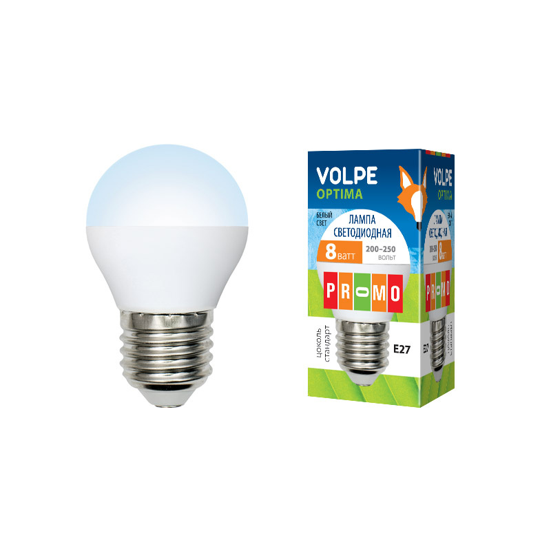 Лампа светодиодная (UL-00001778) Volpe E27 8W 4000K матовая LED-G45-8W/NW/E27/FR/O