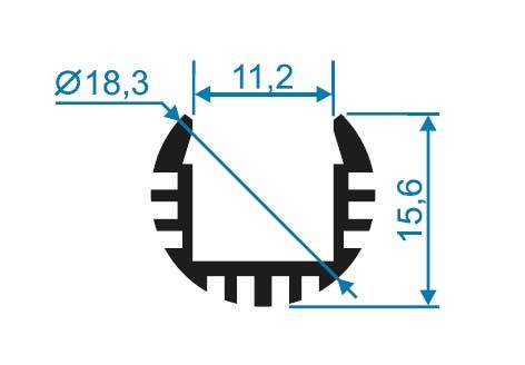 Профиль круглый универсальный Apeyron ширина ленты до 10мм (рассеиватель, заглушки - 2шт) 08-18