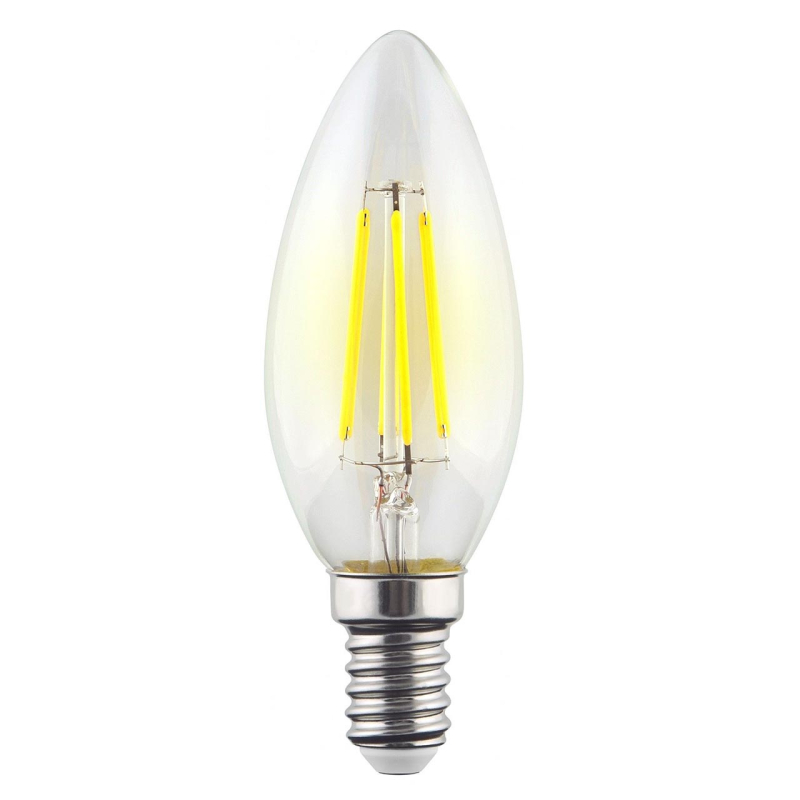 Лампа светодиодная филаментная Voltega E14 9W 4000К свеча прозрачная VG10-C1E14cold9W-F 7097