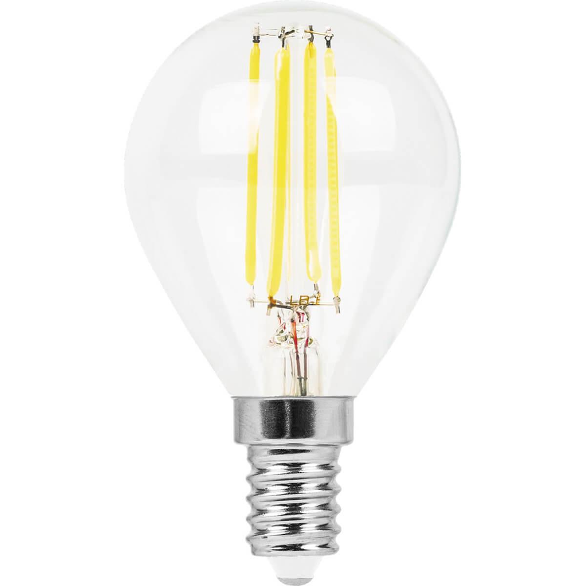 Лампа светодиодная филаментная Feron E14 5W 2700K Свеча на ветру Прозрачная LB-59 25575