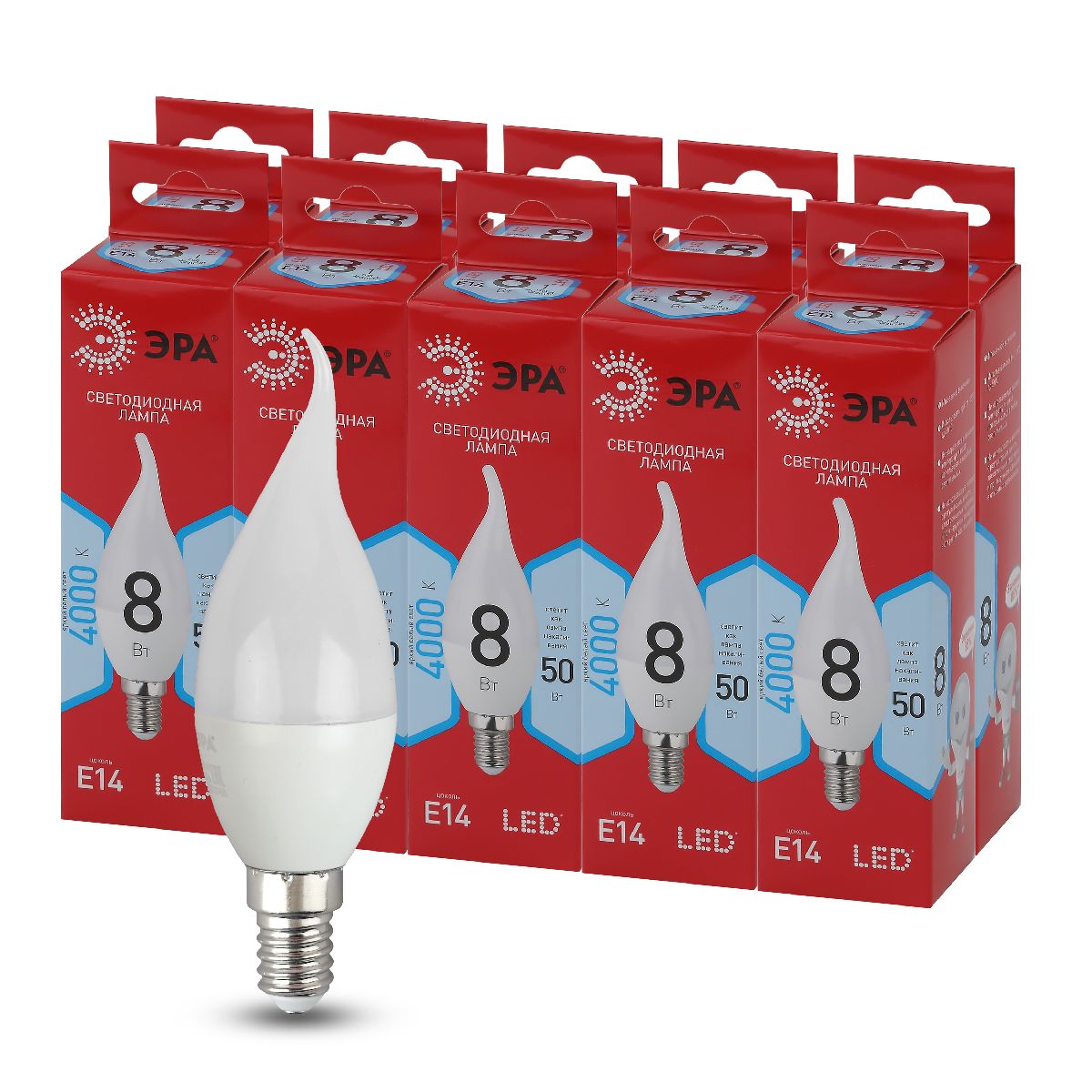 Лампа светодиодная Эра E14 8W 4000K LED BXS-8W-840-E14 R Б0051848