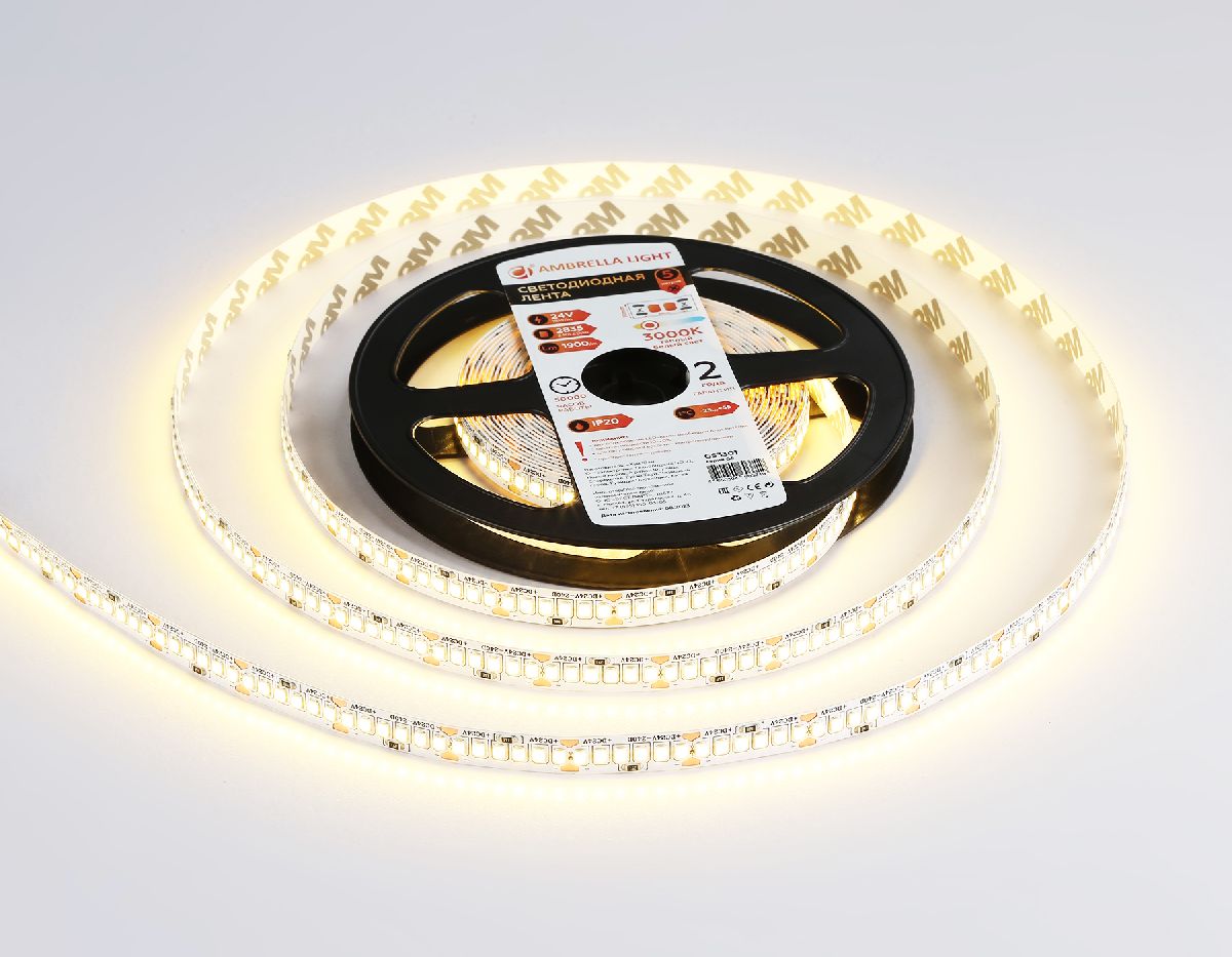 Светодиодная лента Ambrella Light LED Strip 24В 2835 18Вт/м 3000K 5м IP20 GS3301