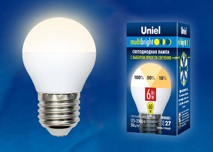 Лампа светодиодная (UL-00002375) Uniel E14 6W 3000K матовая LED-G45-6W/WW/E14/FR/MB PLM11WH