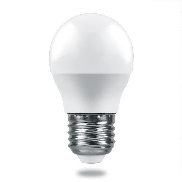 Лампа светодиодная Feron E27 9W 6400K шар матовый LB-1409 38082