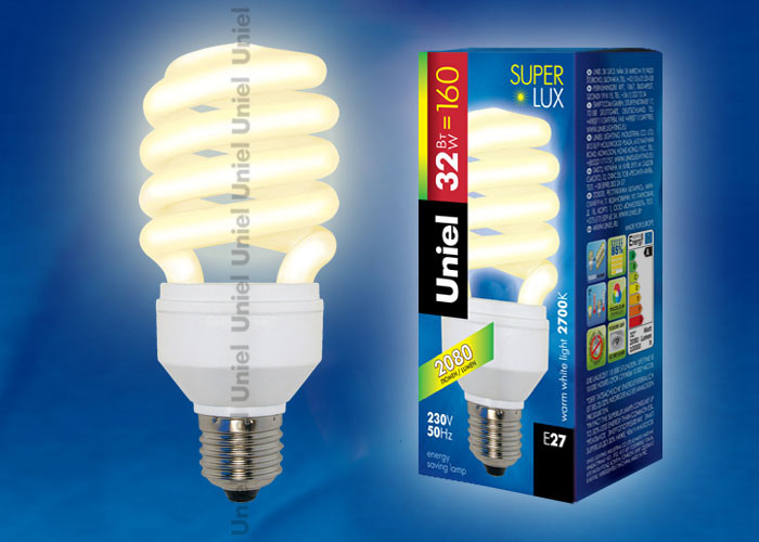 Лампа энергосберегающая Uniel (01226) E27 32W 2700K матовая ESL-H32-32/2700/E27