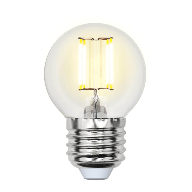 Лампа светодиодная филаментная (UL-00002208) Uniel E27 6W 4000K прозрачная LED-G45-6W/NW/E27/CL GLA01TR