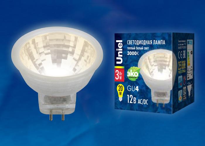 Лампа светодиодная (UL-00001672) Uniel GX53 8W 3000K матовая LED-GX53-8W/WW/GX53/FR PLZ01WH