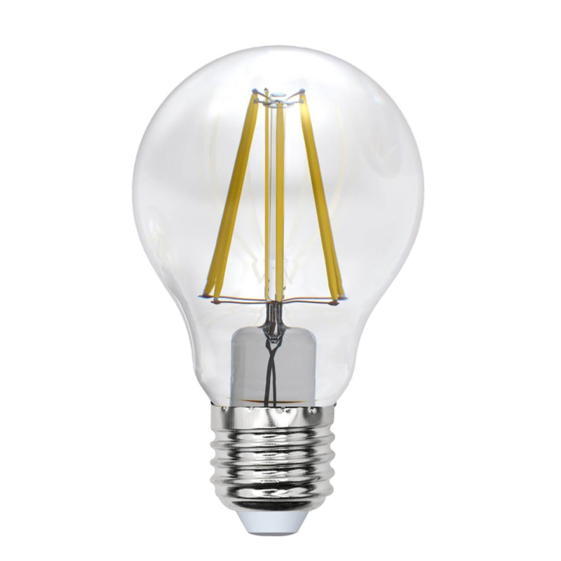 Лампа светодиодная филаментная Uniel E27 7W 3000K прозрачная LED-A60-7W/WW/E27/CL/MB GLM10TR