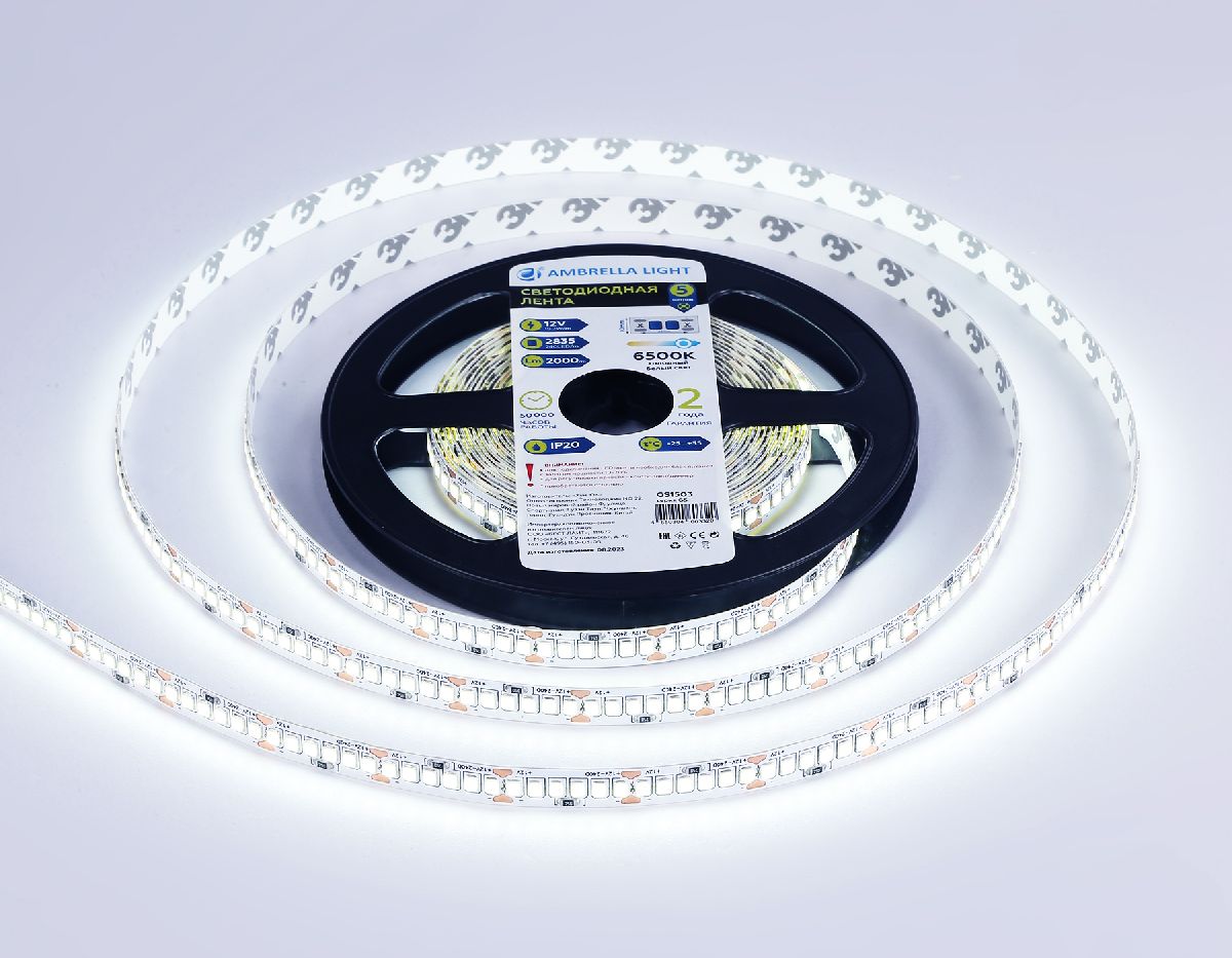 Светодиодная лента Ambrella Light LED Strip 12В 2835 19,2Вт/м 6500K 5м IP20 GS1503