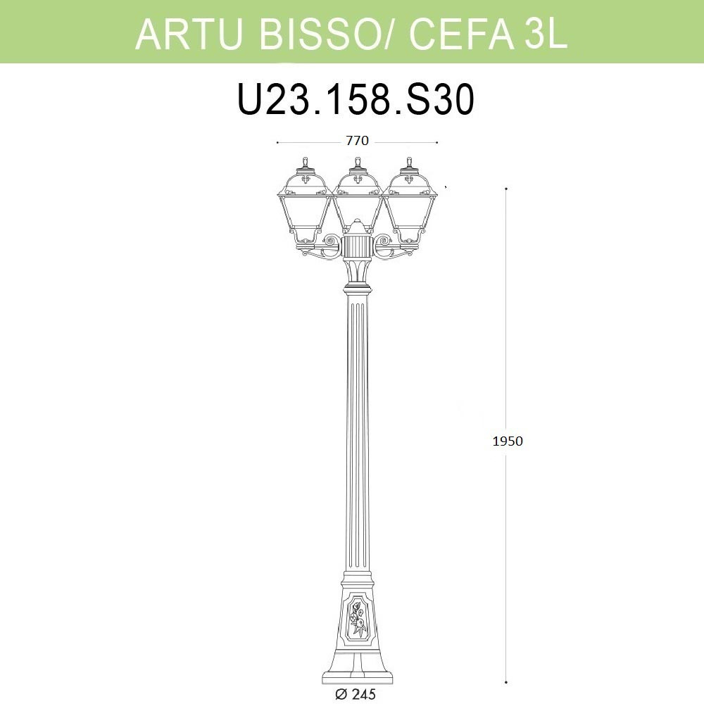 Уличный фонарь Fumagalli Artu Bisso/Cefa 3L U23.158.S30.BXF1R
