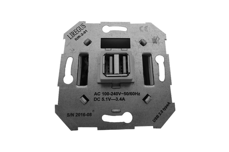 Розетка USB двойная для зарядки умная 5V(3,4А) Liregus Epsilon 28-1857