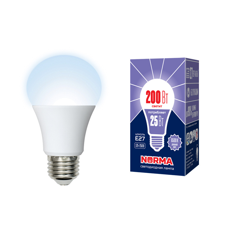 Лампа светодиодная (UL-00004471) Volpe E27 25W 6500K матовая LED-A70-25W/6500K/E27/FR/NR