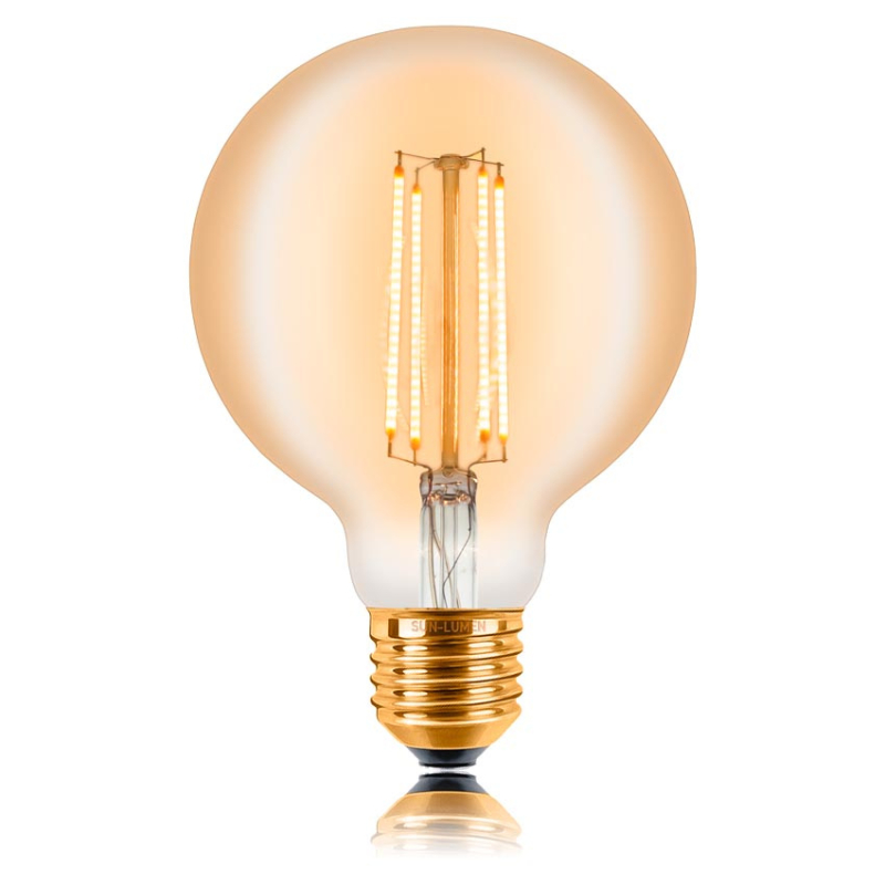 Лампа светодиодная филаментная диммируемая Sun Lumen E27 4W 2200K золотая 057158