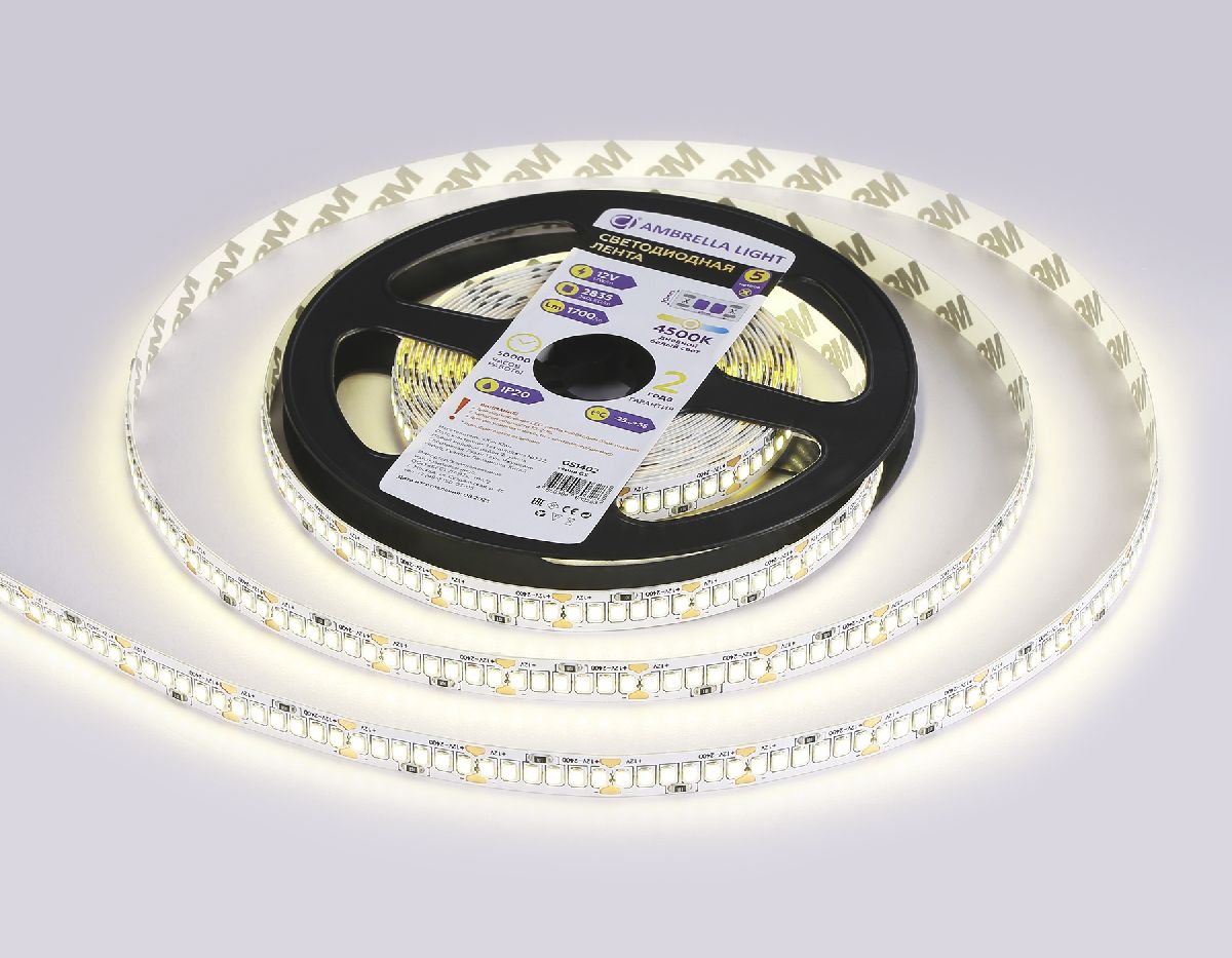 Светодиодная лента Ambrella Light LED Strip 12В 2835 17Вт/м 4500K 5м IP20 GS1402