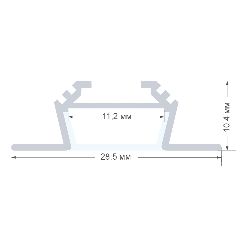 Профиль угловой накладной Apeyron ширина ленты до 10мм (рассеиватель, заглушки - 2шт) 08-03