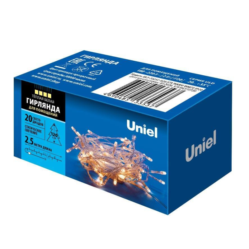 Светодиодная гирлянда Uniel (UL-00007191) теплый белый ULD-S0250-020/STA Warm White IP20