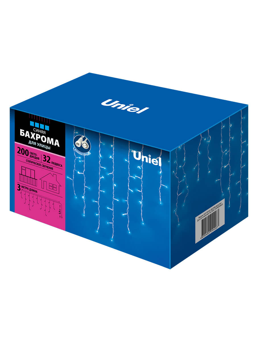 Светодиодная гирлянда (UL-00002329) Uniel бахрома 230V синий ULD-B3010-200/SWK Blue IP67