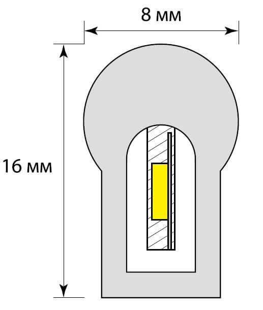 Светодиодная влагозащищенная лента (UL-00003769) Uniel 8W/m 120LED/m 2835SMD желтый 50M ULS-N21-2835-120LED/m-8mm-IP67-220V-8W/m-50M-Yellow