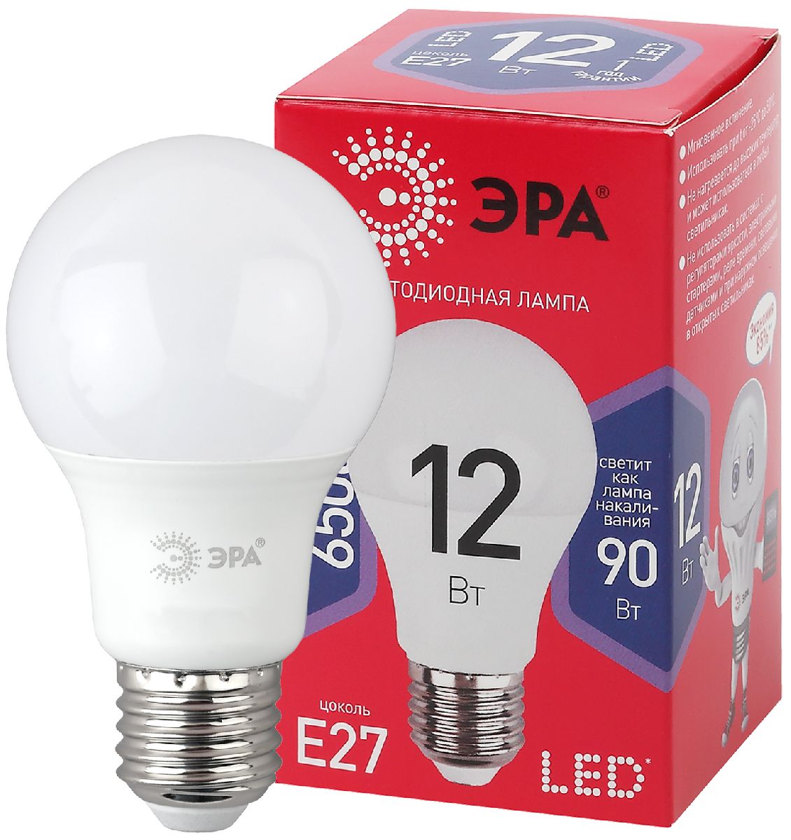Лампа светодиодная Эра E27 12W 6500K LED A60-12W-865-E27 R Б0045325