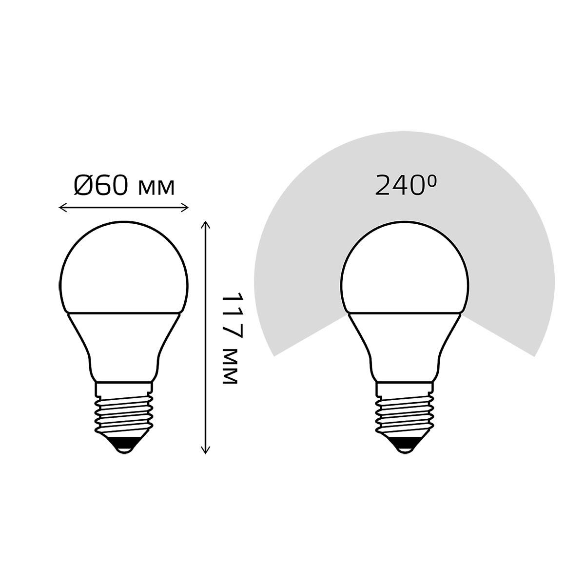 Лампа светодиодная диммируемая Gauss E27 12W 6500K груша матовая 102502312-S