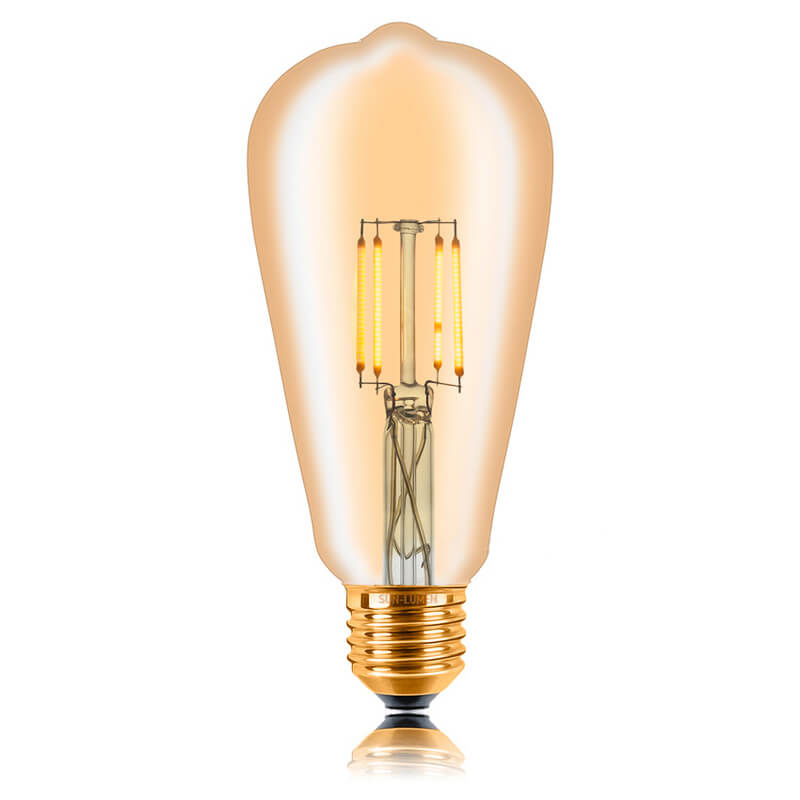 Лампа светодиодная филаментная Sun Lumen E27 4W 2200K золотая 057-271