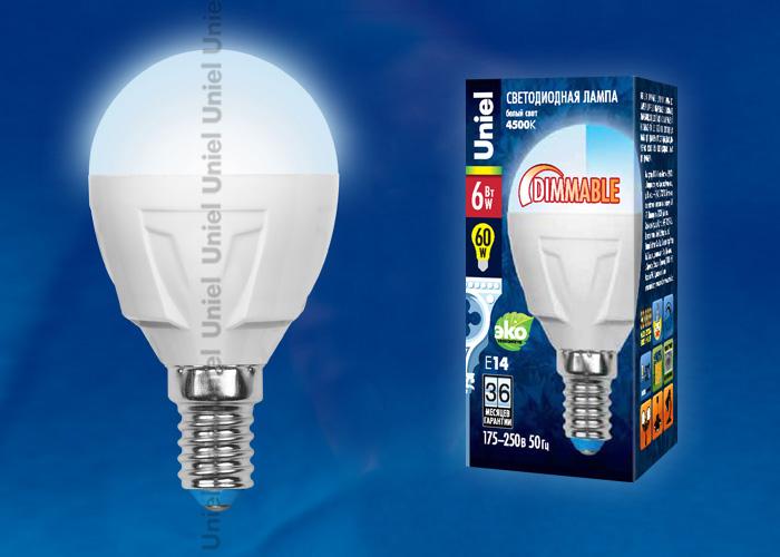 Лампа светодиодная диммируемая (UL-00000691) Uniel E14 6W 3000K матовая LED-CW37-6W/WW/E14/FR/DIM PLP01WH