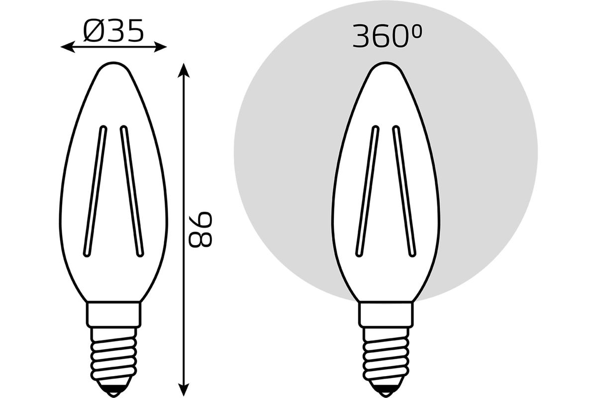 Лампа светодиодная филаментная Gauss E14 13W 2700K прозрачная 103801113