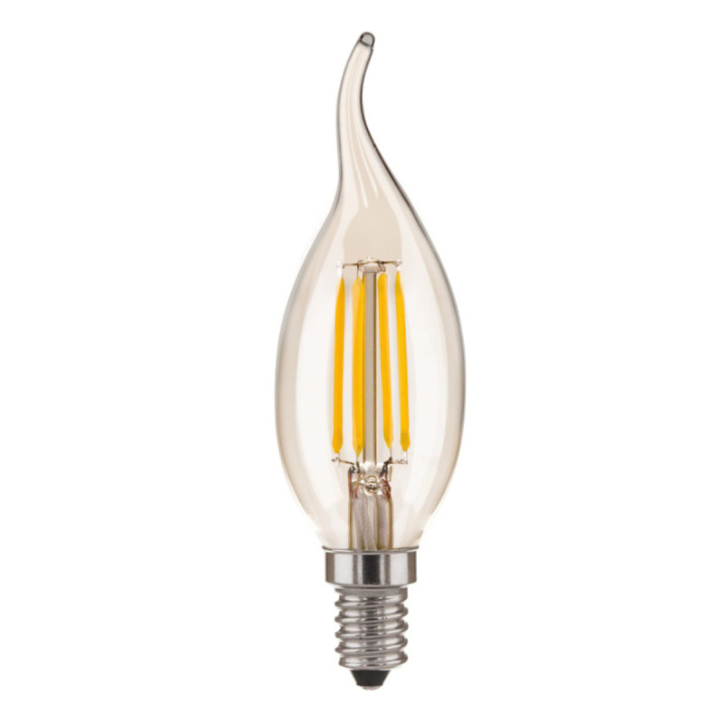 Лампа светодиодная филаментная Elektrostandard E14 5W 3300K свеча на ветру прозрачная 4690389085901