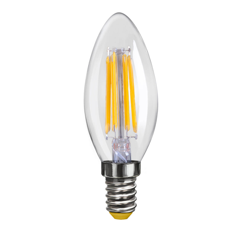 Лампа светодиодная филаментная Voltega E14 4W 2800К свеча прозрачная VG10-C1E14warm4W-F 6997