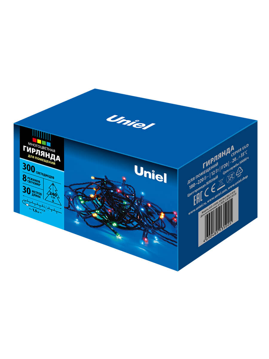 Светодиодная гирлянда Uniel (UL-00007311) разноцветный ULD-S3000-300/DGA Multi IP20