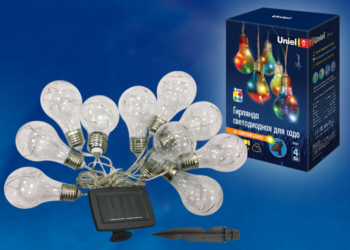 Гирлянда на солнечных батареях 400см разноцветная (UL-00003332) Uniel Лампочки USL-S-126/PT4000 Bulbs