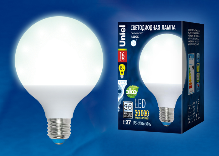 Лампа светодиодная (08231) Uniel E27 16W матовая LED-G95-16W/NW/E27/FR ALP01WH