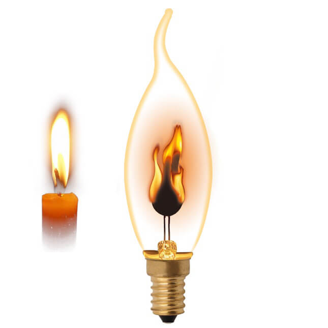 Лампа декоративная (UL-00002982) Uniel E14 3W золотистая IL-N-CW35-3/RED-FLAME/E14/CL