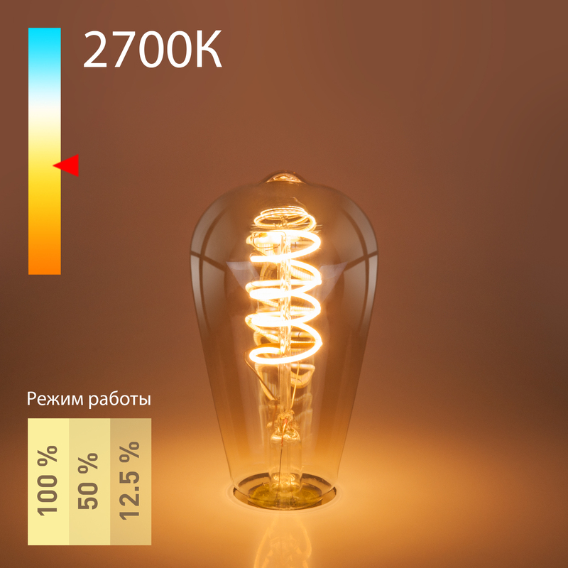 Лампа светодиодная филаментная диммируемая Elektrostandard BL160 E27 5W 2700K золотая 4690389073656