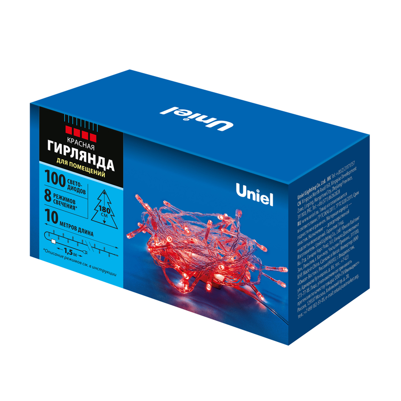 Гирлянда Uniel ULD-S1000-100/DTA RED IP20