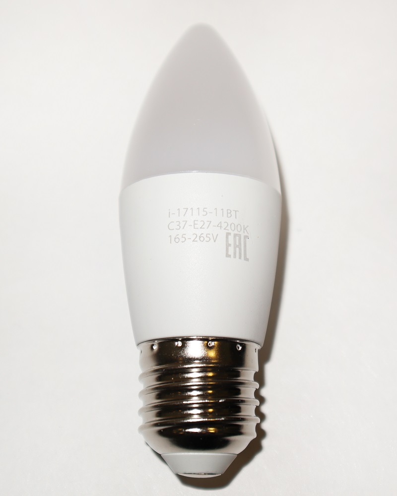 Лампа светодиодная i-Watt E27 11W 4200К свеча матовая i-17115