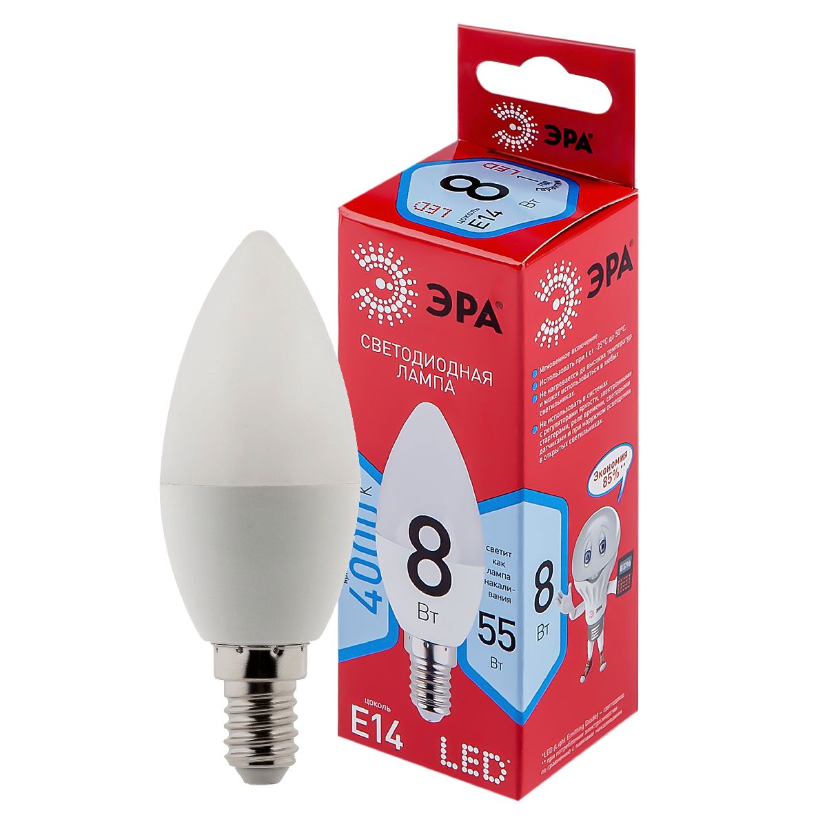 Лампа светодиодная Эра E14 8W 4000K LED B35-8W-840-E14 R Б0050200