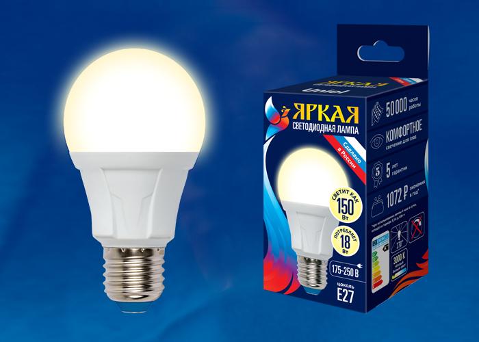 Лампа светодиодная (UL-00005035) Uniel E27 16W 6500K матовая LED-A60 16W/6500K/E27/FR PLP01WH