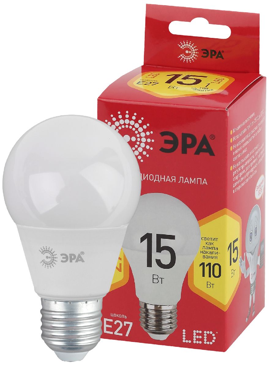 Лампа светодиодная Эра E27 15W 2700K LED A60-15W-827-E27 R Б0046355