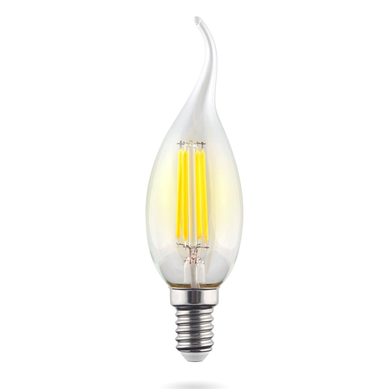 Лампа светодиодная филаментная Voltega E14 9W 2800К свеча на ветру прозрачная VG10-CW1E14warm9W-F 7094