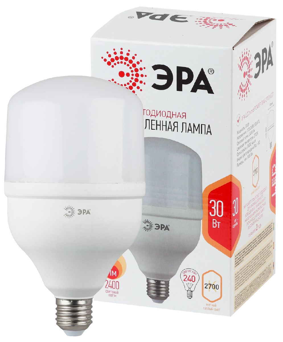 Лампа светодиодная Эра E27 30W 2700K LED POWER T100-30W-2700-E27 Б0027002