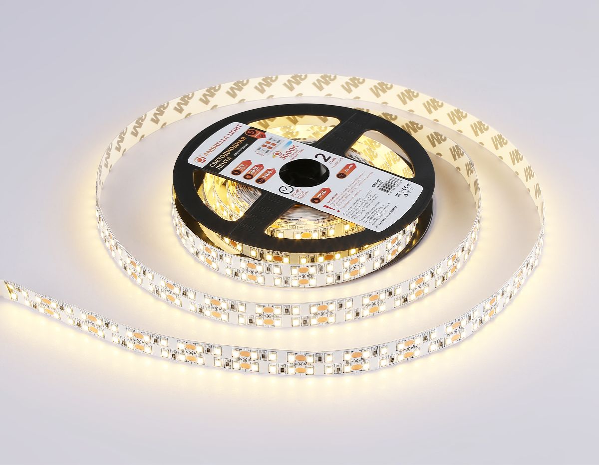 Светодиодная лента двухрядная Ambrella Light LED Strip 12В 2835 24Вт/м 3000K 5м IP20 GS1701