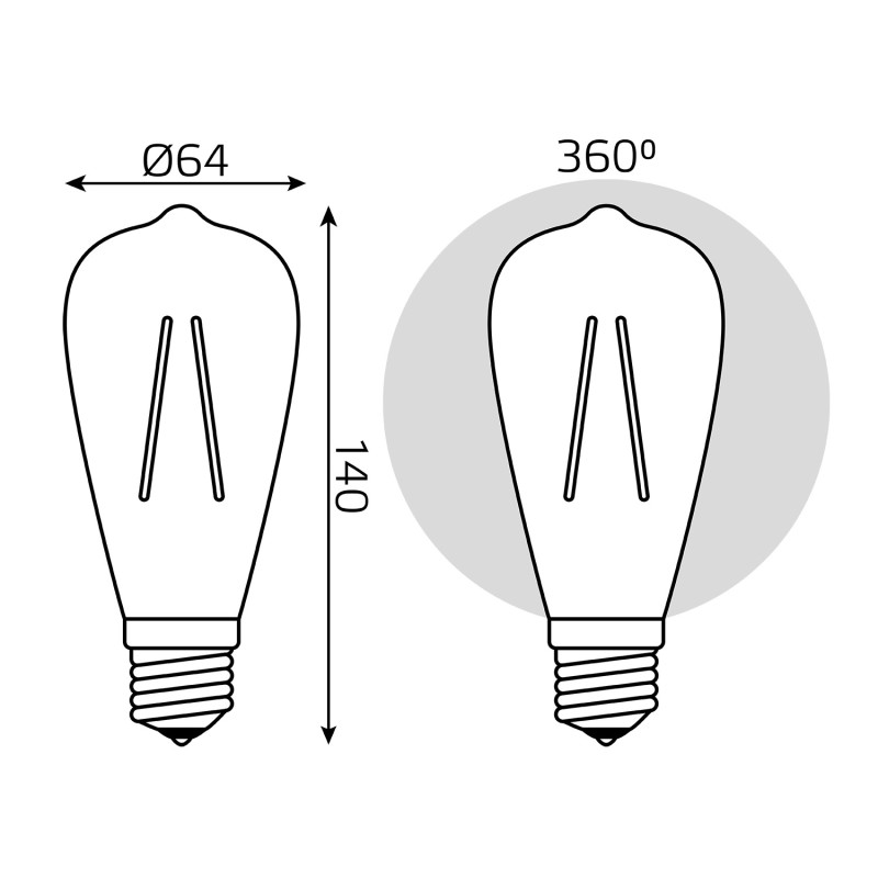 Лампа светодиодная Gauss Filament E27 10W 4100K 157802210