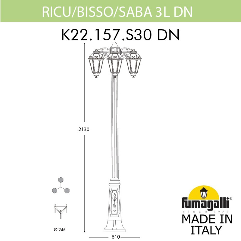 Садовый светильник Fumagalli K22.157.S30.AXF1RDN