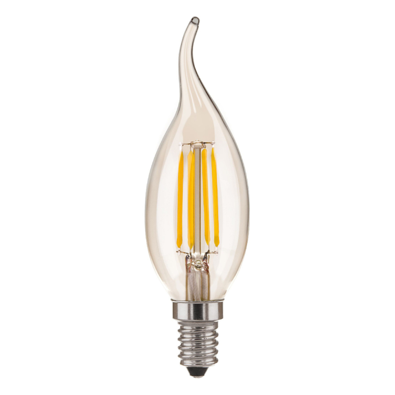 Лампа светодиодная филаментная Elektrostandard E14 6W 3300K свеча на ветру прозрачная 4690389110795